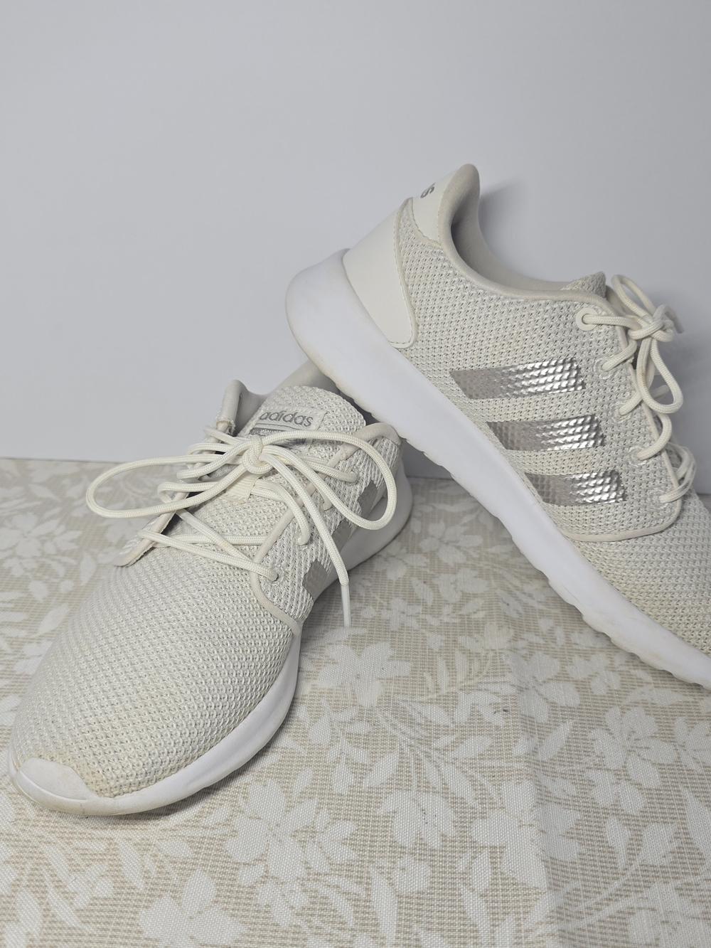 Adidas Women's Cream Mesh Athletic Sneakers